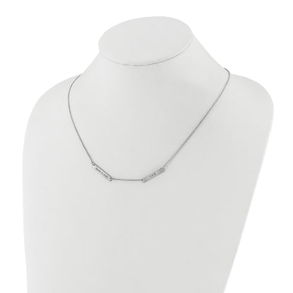 Sterling Silver Silver/Rhodium Plated Brushed 2 Station Necklace