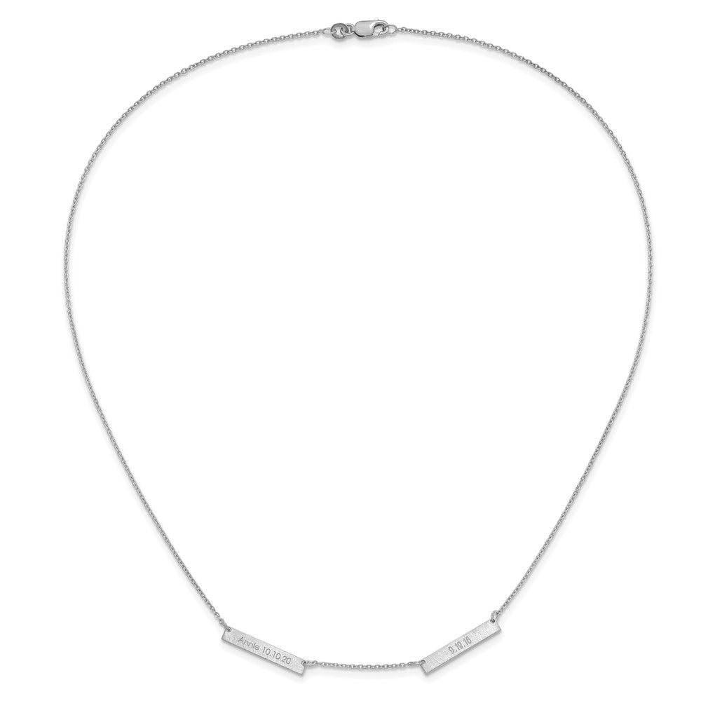 14K White Gold Brushed 2 Station Necklace