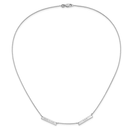 14K White Gold Brushed 2 Station Necklace