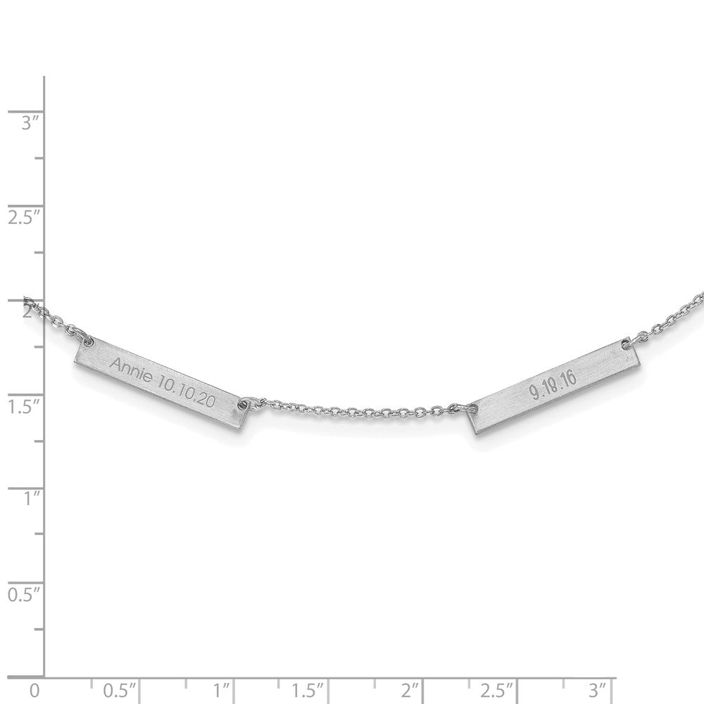 14K White Gold Brushed 2 Station Necklace