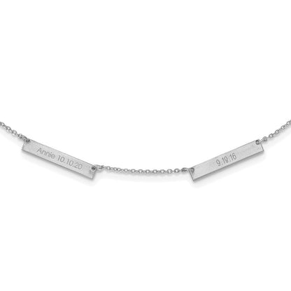 Sterling Silver Silver/Rhodium Plated Brushed 2 Station Necklace