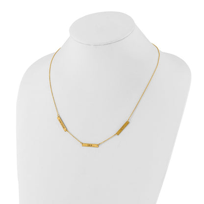 Gold Plated Sterling Silver/Gold Brushed 3 Station Necklace