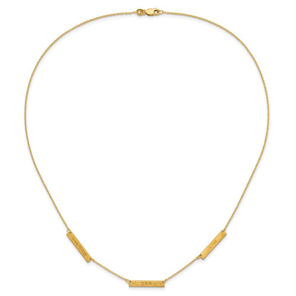 14K Yellow Gold Brushed 3 Station Necklace
