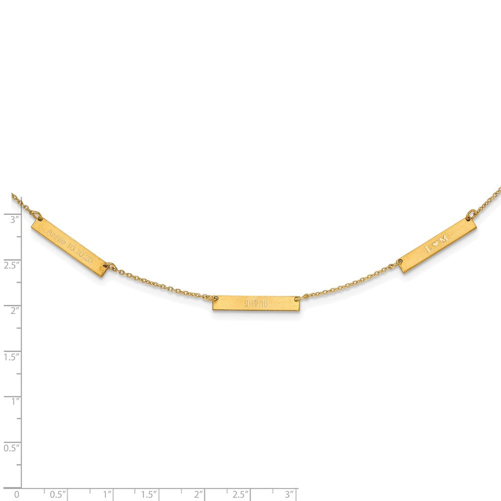 Gold Plated Sterling Silver/Gold Brushed 3 Station Necklace