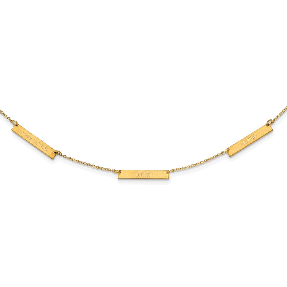 Gold Plated Sterling Silver/Gold Brushed 3 Station Necklace