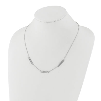 Sterling Silver Silver/Rhodium Plated Brushed 3 Station Necklace