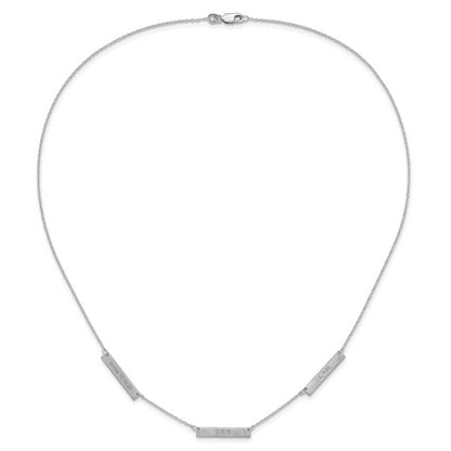 Sterling Silver Silver/Rhodium Plated Brushed 3 Station Necklace