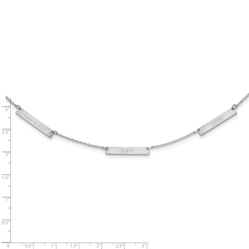14K White Gold Brushed 3 Station Necklace