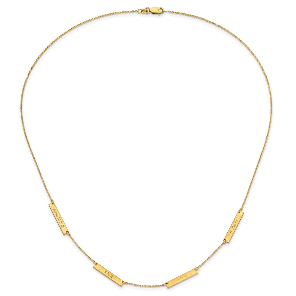 14K Yellow Gold Brushed 4 Station Necklace