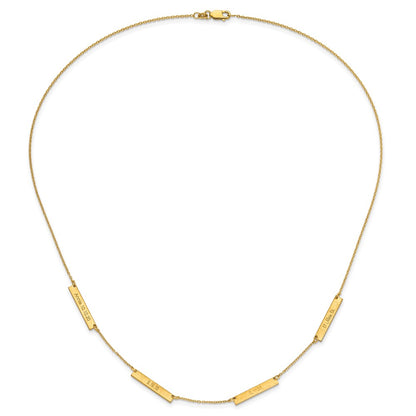 14K Yellow Gold Brushed 4 Station Necklace