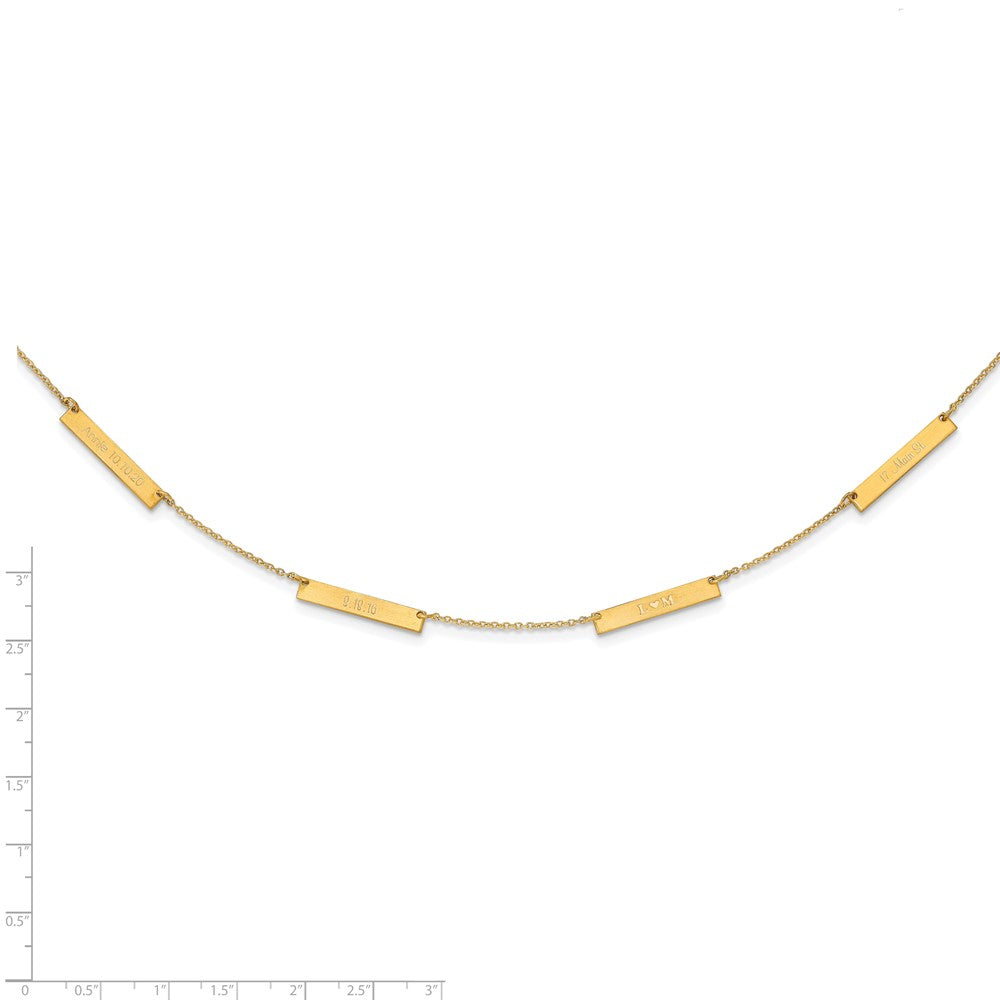 14K Yellow Gold Brushed 4 Station Necklace