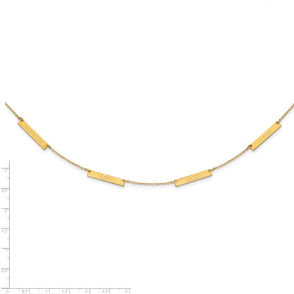 14K Yellow Gold Brushed 4 Station Necklace