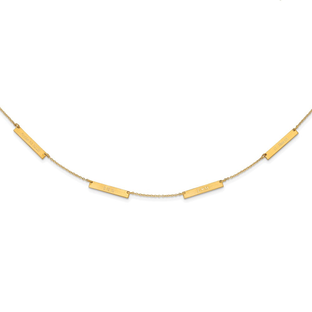 14K Yellow Gold Brushed 4 Station Necklace