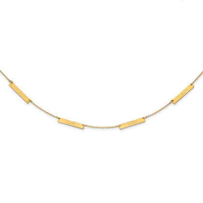 14K Yellow Gold Brushed 4 Station Necklace
