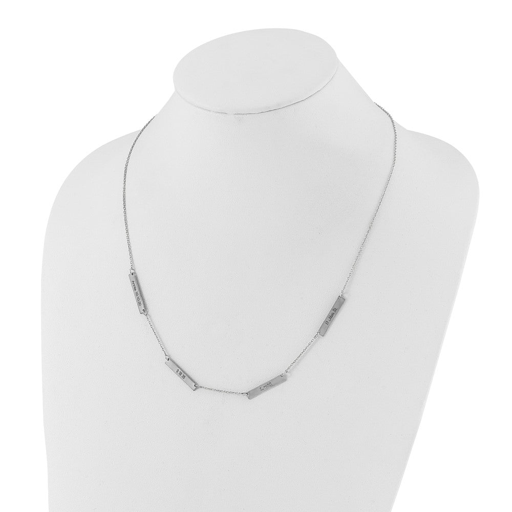 14K White Gold Brushed 4 Station Necklace