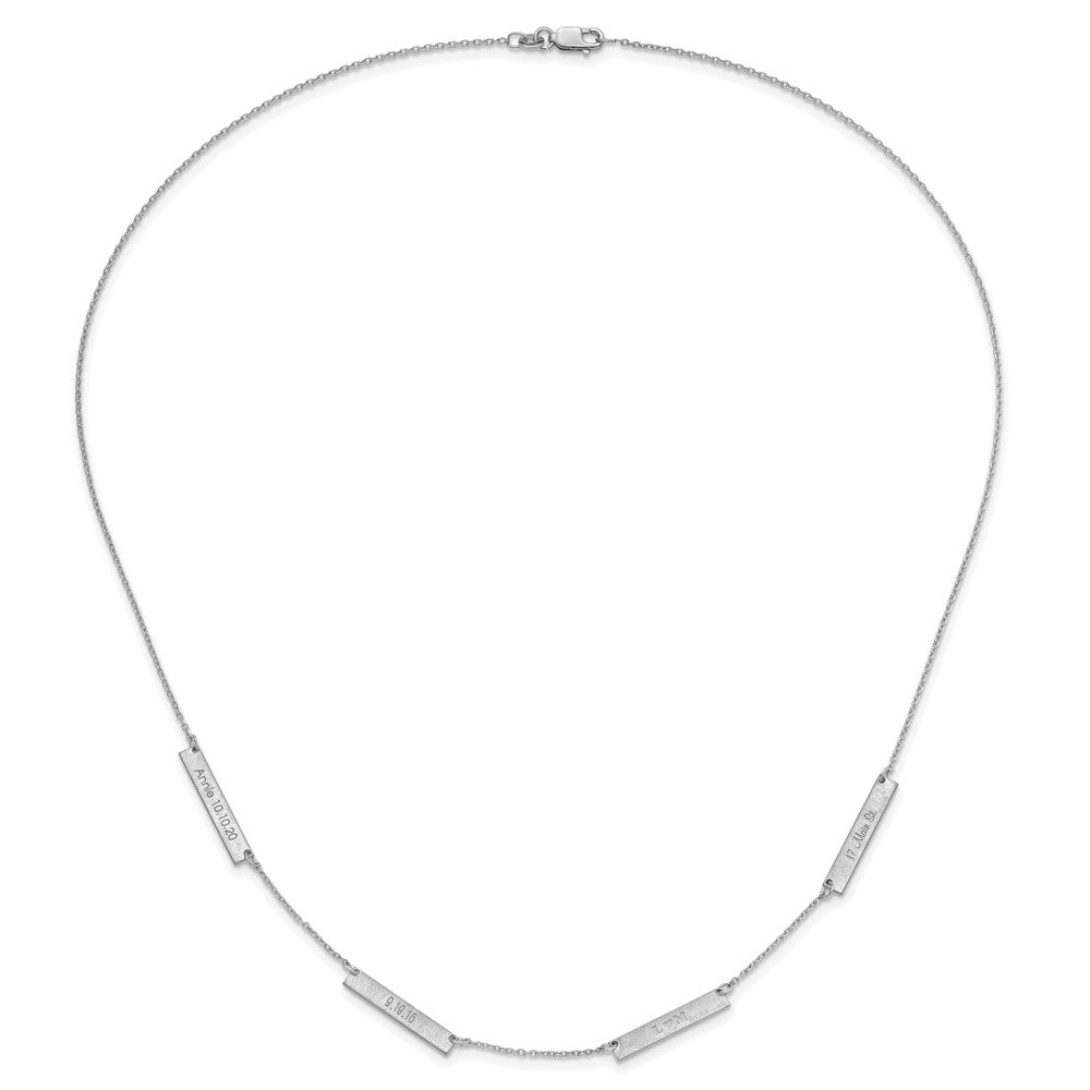 14K White Gold Brushed 4 Station Necklace