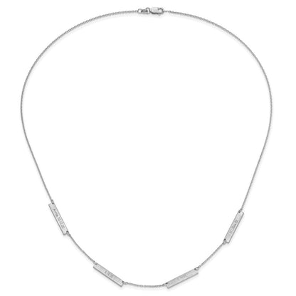 14K White Gold Brushed 4 Station Necklace