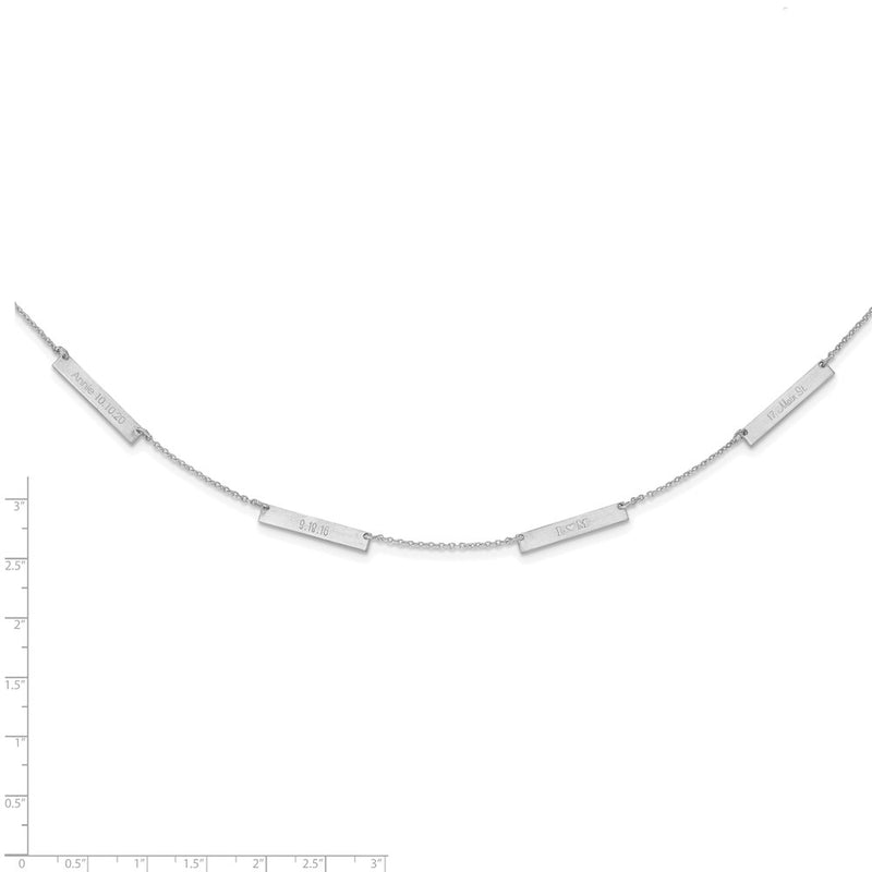 Sterling Silver Silver/Rhodium Plated Brushed 4 Station Necklace