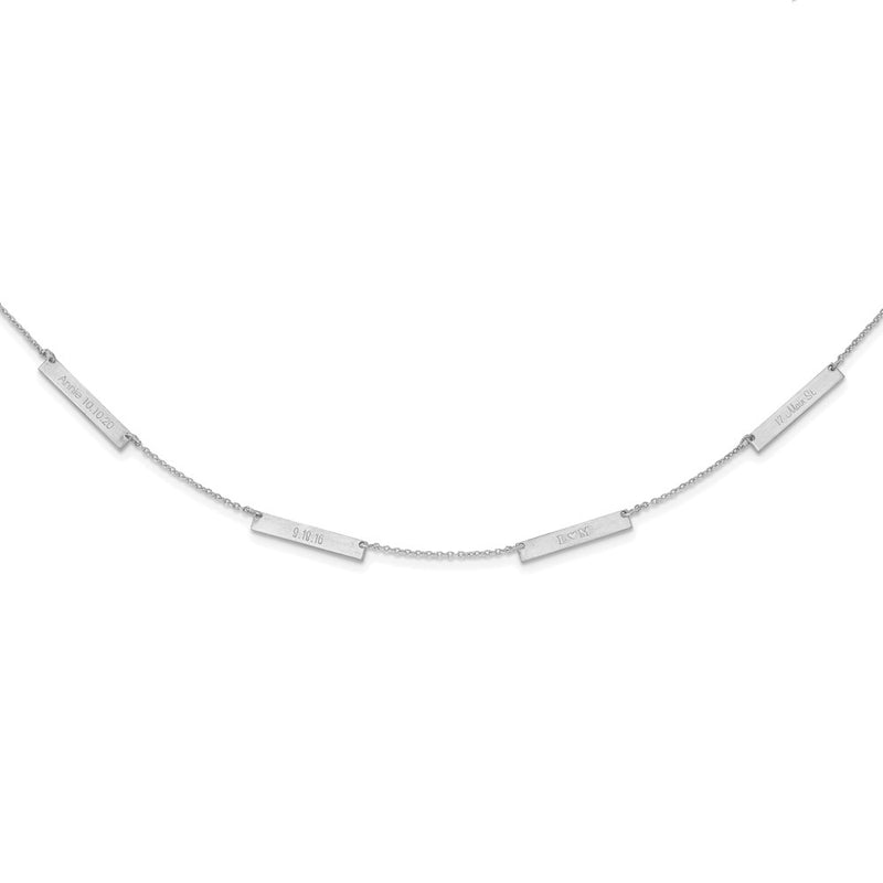 14K White Gold Brushed 4 Station Necklace