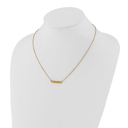 Gold Plated Brushed 1 Station With Diamonds Necklace