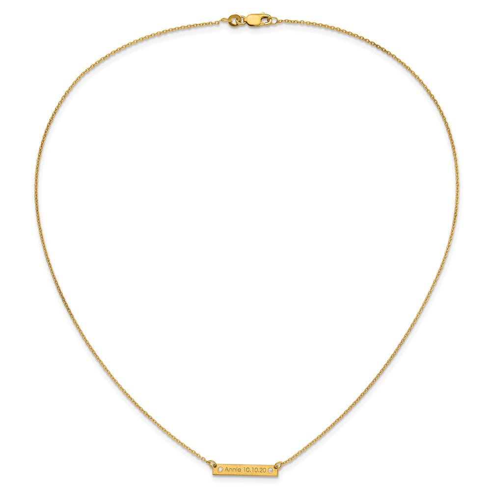 Gold Plated Brushed 1 Station With Diamonds Necklace