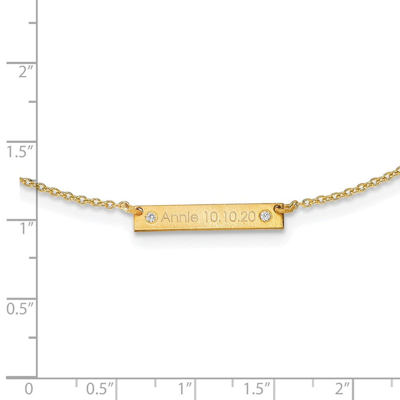 14K Yellow Gold Brushed 1 Station With Diamonds Necklace