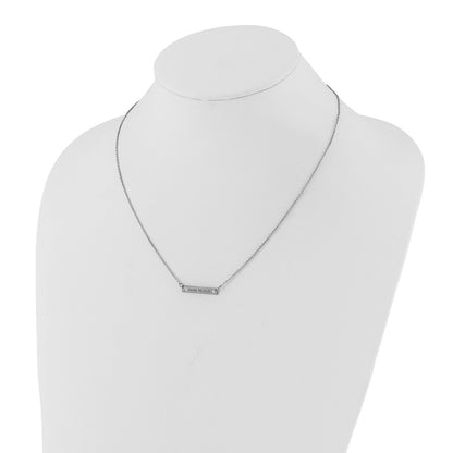 14K White Gold Brushed 1 Station With Diamonds Necklace