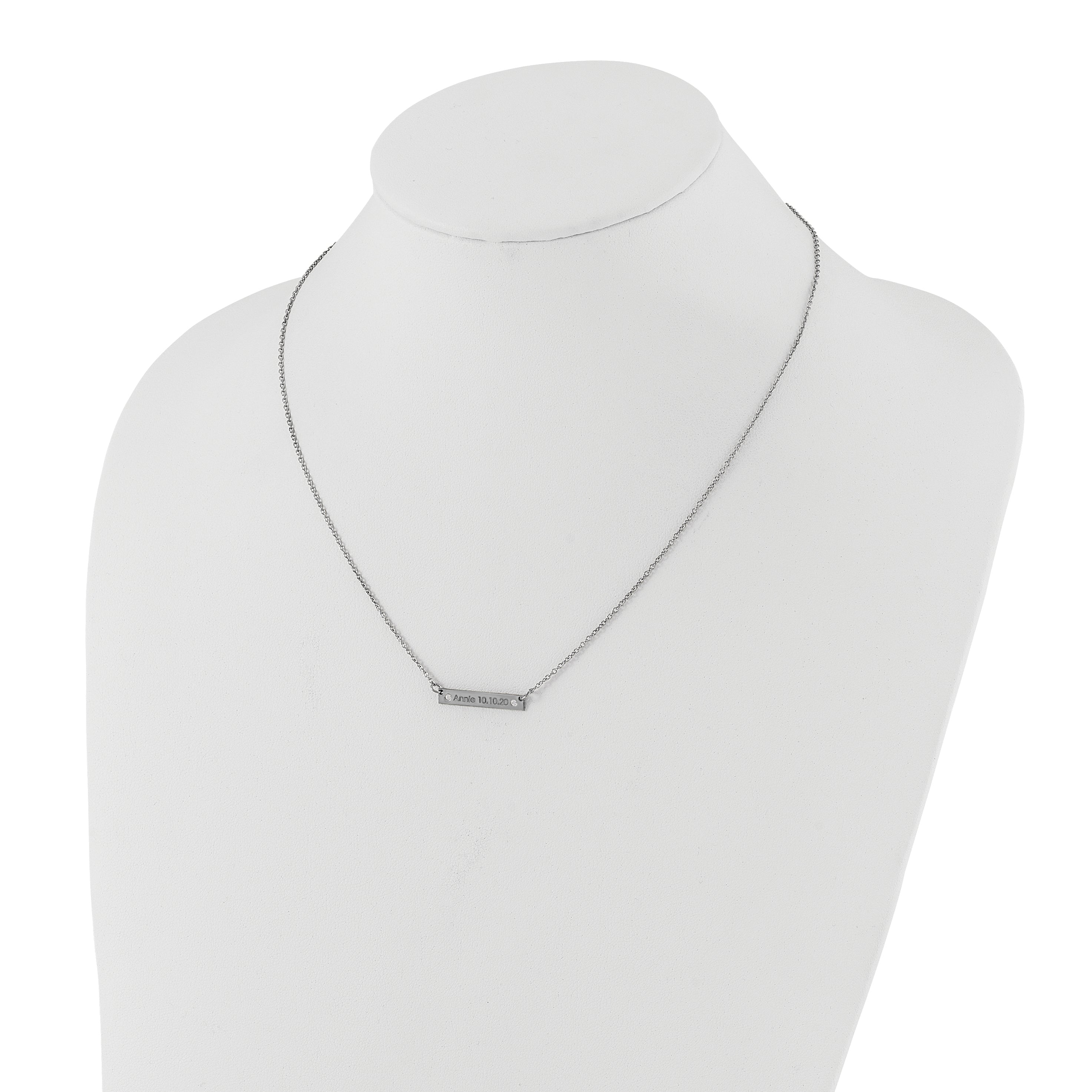 Sterling Silver Rhod Plated Brushed 1 Station With Diamonds Necklace