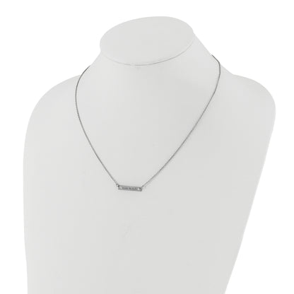 Sterling Silver Rhod Plated Brushed 1 Station With Diamonds Necklace