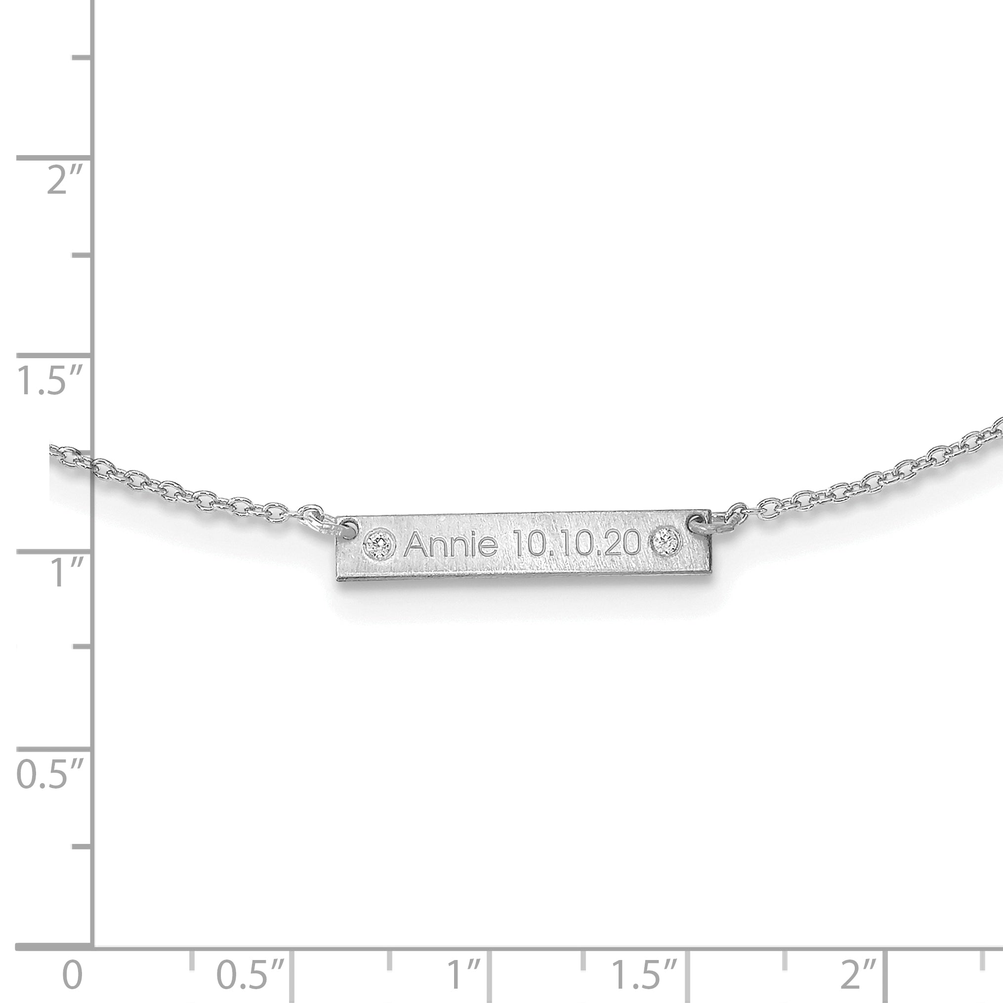Sterling Silver Rhod Plated Brushed 1 Station With Diamonds Necklace
