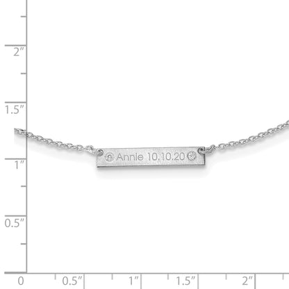 Sterling Silver Rhod Plated Brushed 1 Station With Diamonds Necklace