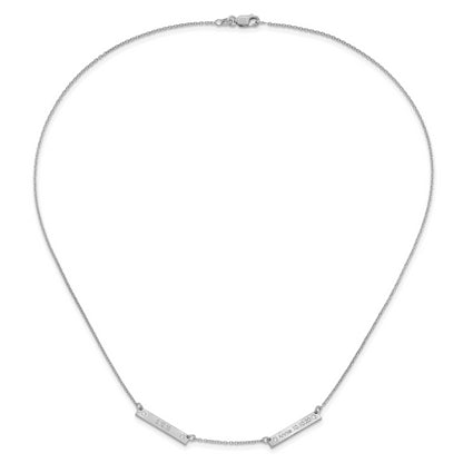 Sterling Silver Rhodium Plated Brushed 2 Station With Diamonds Necklace