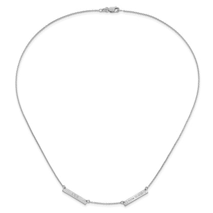 Sterling Silver Rhodium Plated Brushed 2 Station With Diamonds Necklace