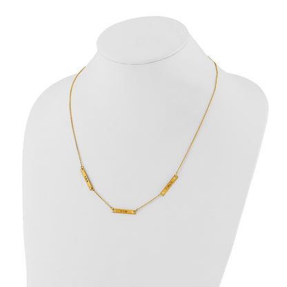 14K Yellow Gold Brushed 3 Station With Diamonds Necklace