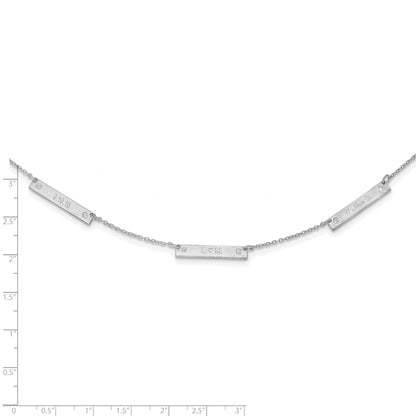 Sterling Silver Rhodium Plated Brushed 3 Station With Diamonds Necklace