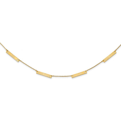 14K Yellow Gold Brushed 4 Station With Diamonds Necklace