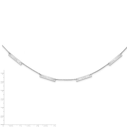 Sterling Silver Rhodium Plated Brushed 4 Station With Diamonds Necklace