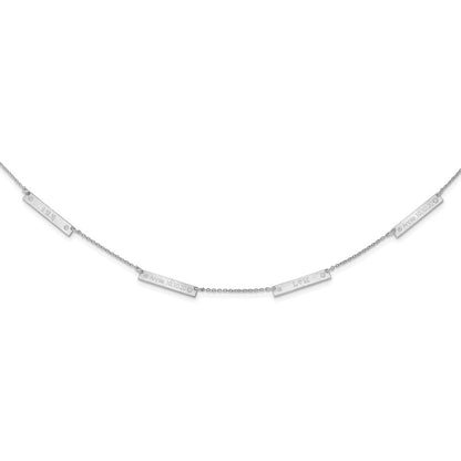Sterling Silver Rhodium Plated Brushed 4 Station With Diamonds Necklace