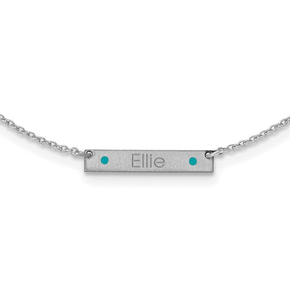 14K White Gold Brushed 1 Station Epoxy Dots Necklace