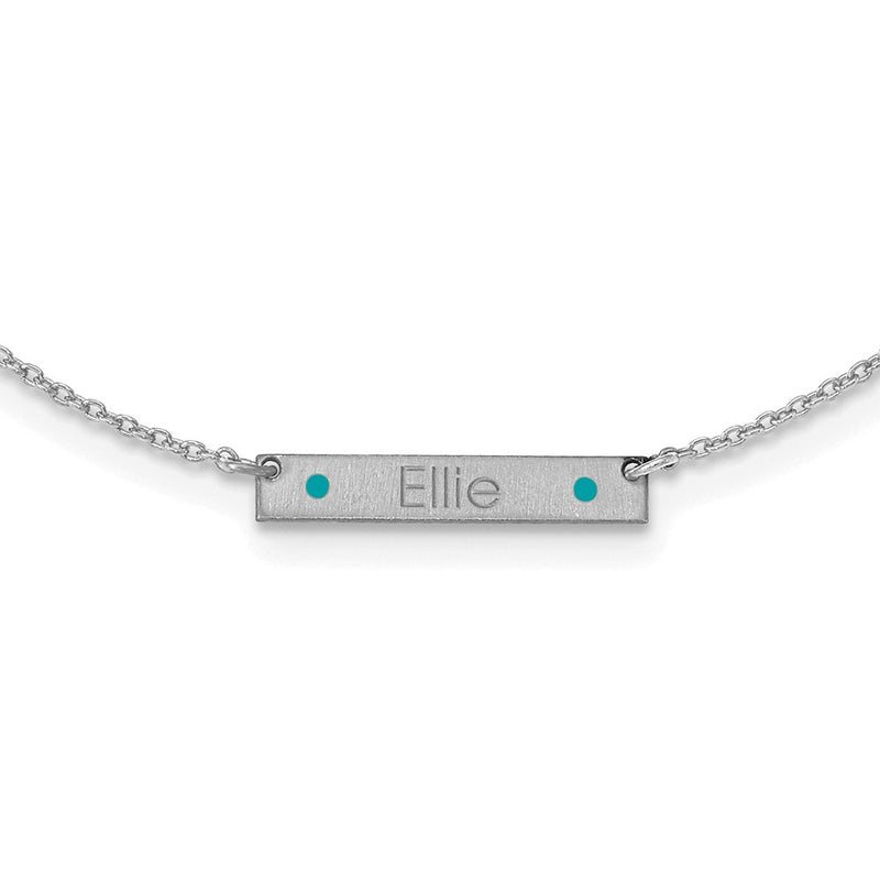 14K White Gold Brushed 1 Station Epoxy Dots Necklace