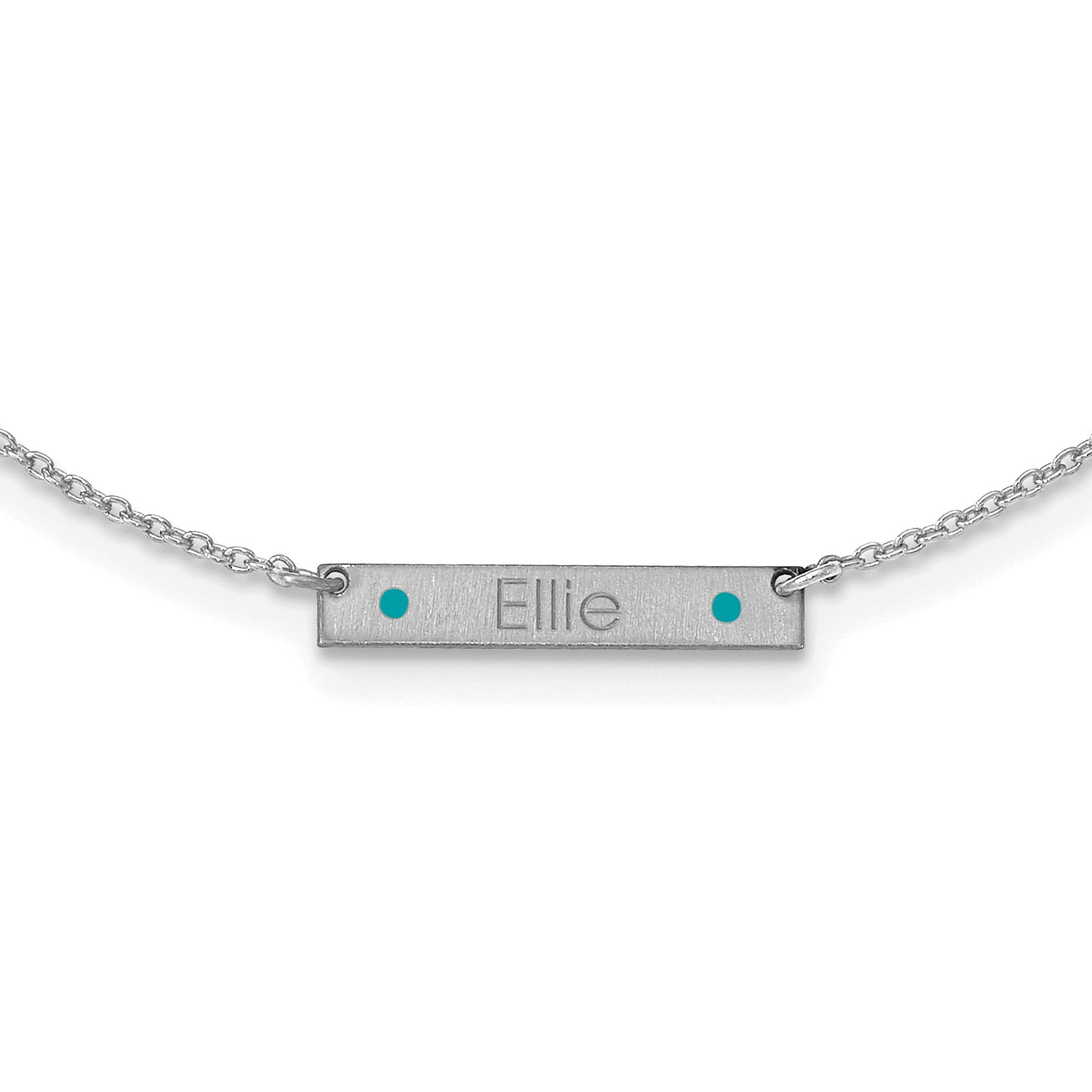 Sterling Silver Rhodium Plated Brushed 1 Station Epoxy Dots Necklace