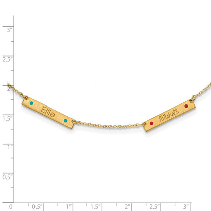 14K Yellow Gold Brushed 2 Station Epoxy Dots Necklace