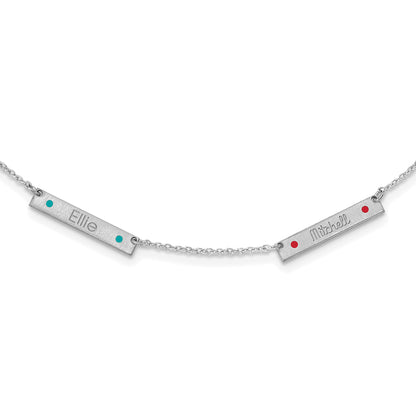 Sterling Silver Rhodium Plated Brushed 2 Station Epoxy Dots Necklace