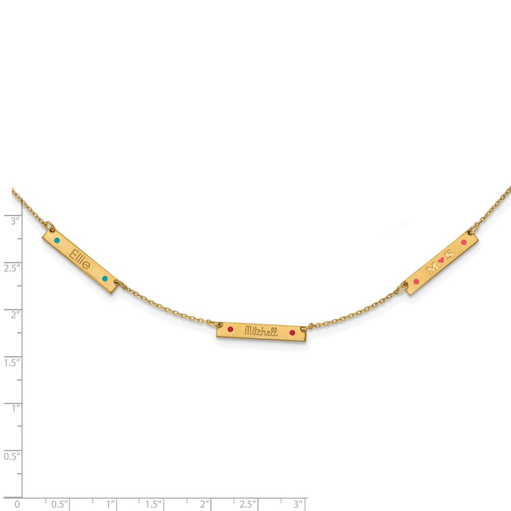 Gold Plated Brushed 3 Station Epoxy Dots Necklace