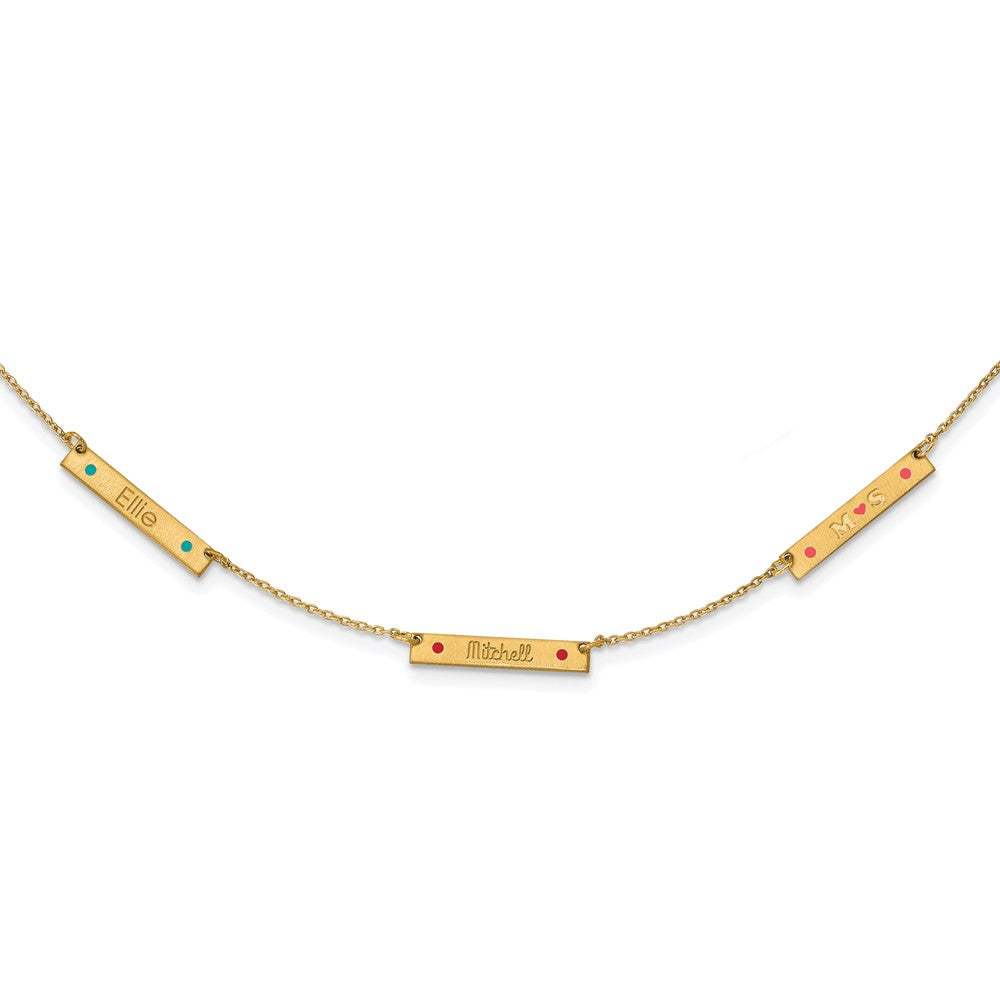 Gold Plated Brushed 3 Station Epoxy Dots Necklace