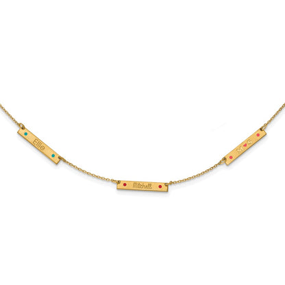 Gold Plated Brushed 3 Station Epoxy Dots Necklace