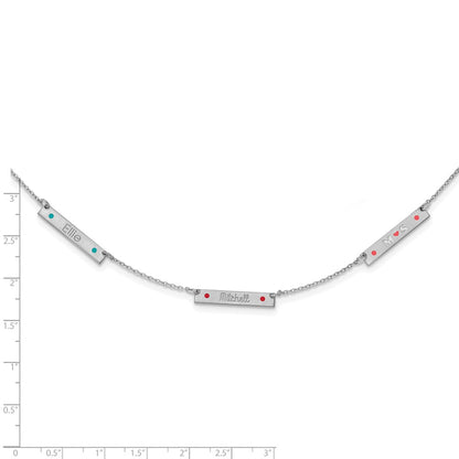 Sterling Silver Rhodium Plated Brushed 3 Station Epoxy Dots Necklace