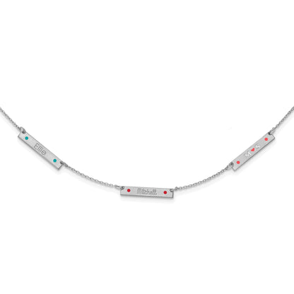 Sterling Silver Rhodium Plated Brushed 3 Station Epoxy Dots Necklace