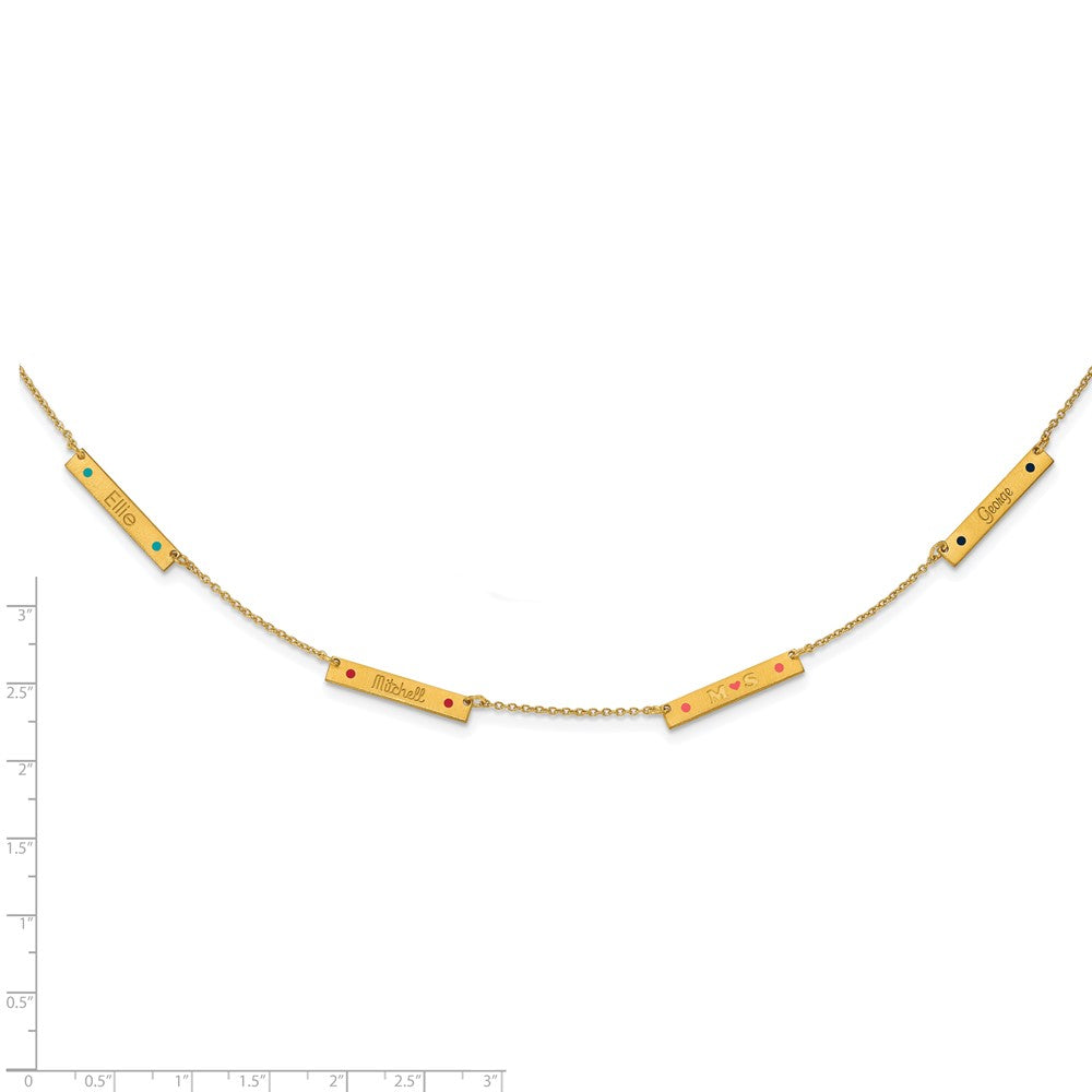 Gold Plated Brushed 4 Station Epoxy Dots Necklace