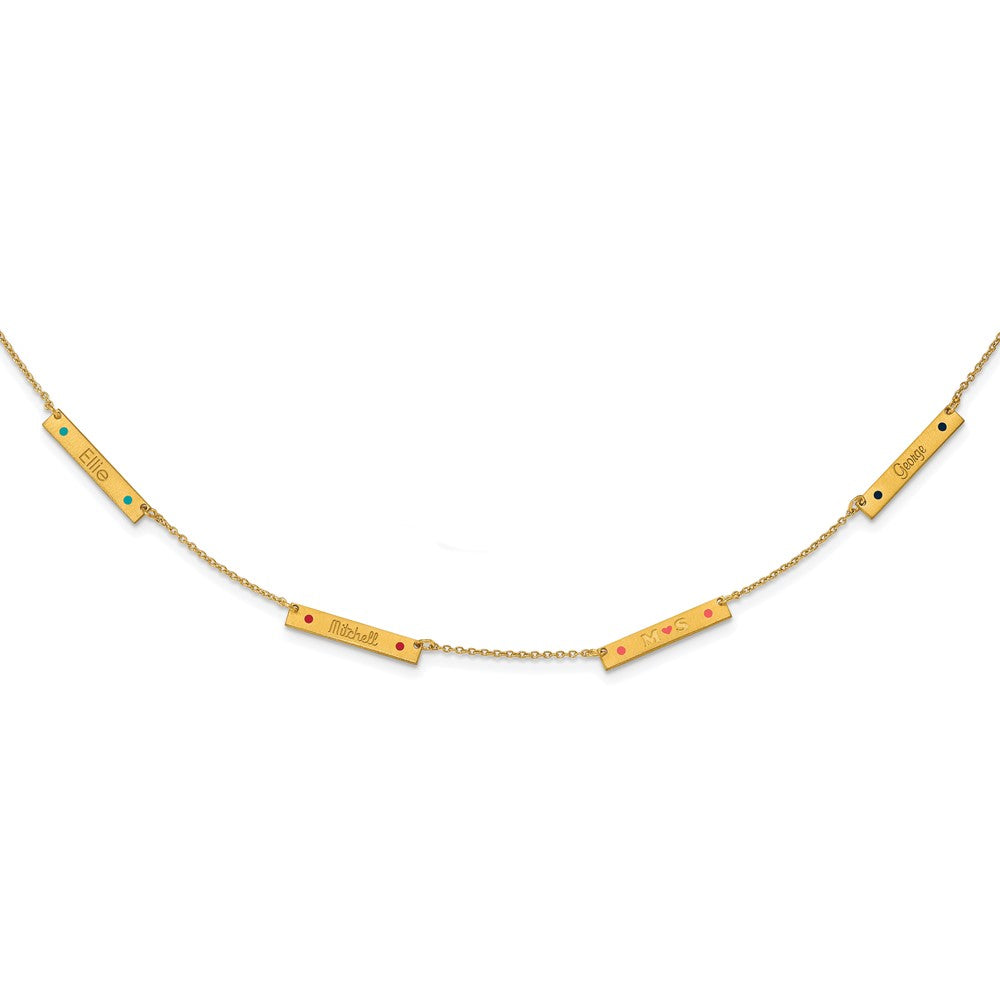 Gold Plated Brushed 4 Station Epoxy Dots Necklace